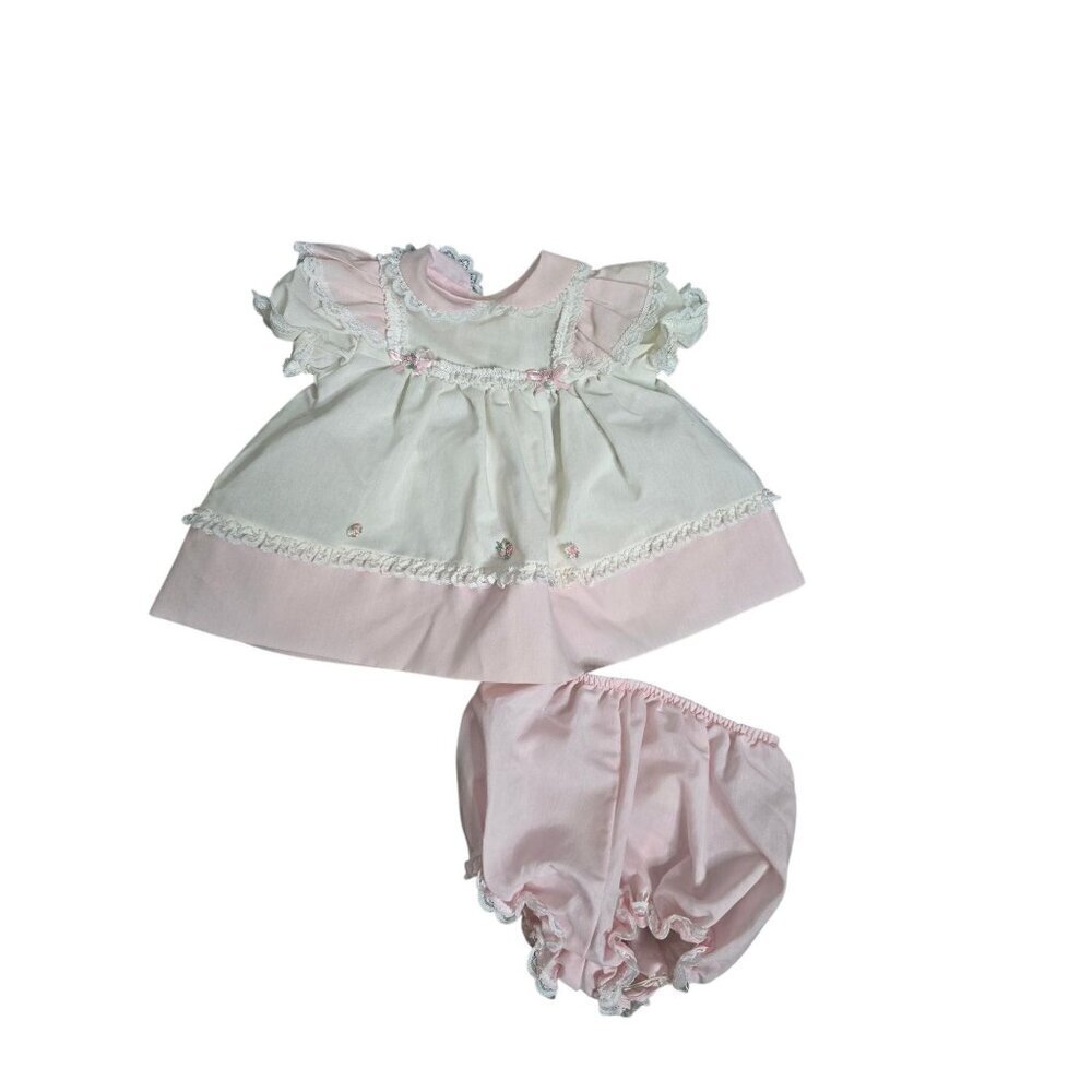 Vintage Little Precious Pink Ruffled Dress Bloomers 6 Months
